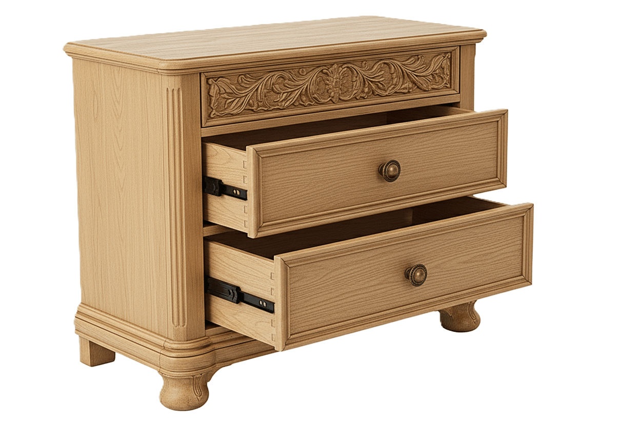 Florentia Royale™ Hand - Carved Solid Wood Nightstand – handcrafted solid wood furniture
