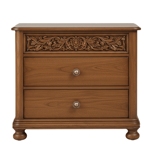 Florentia Royale™ Hand - Carved Solid Wood Nightstand – handcrafted solid wood furniture