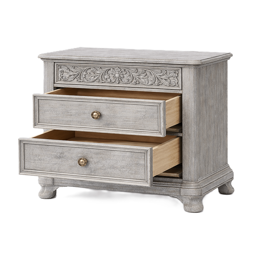 Florentia Royale™ Hand - Carved Solid Wood Nightstand – handcrafted solid wood furniture
