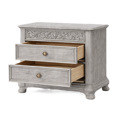 Florentia Royale™ Hand - Carved Solid Wood Nightstand – handcrafted solid wood furniture
