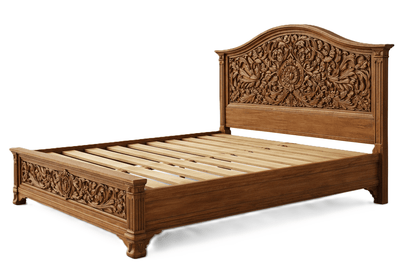 Florentia Royale™ Hand - Carved Solid Wood Platform Bed & Bedroom Collection – handcrafted solid wood furniture