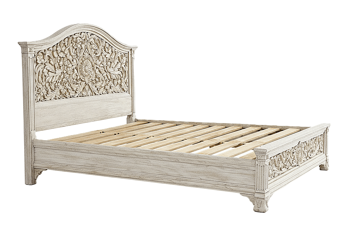 Florentia Royale™ Hand - Carved Solid Wood Platform Bed & Bedroom Collection – handcrafted solid wood furniture