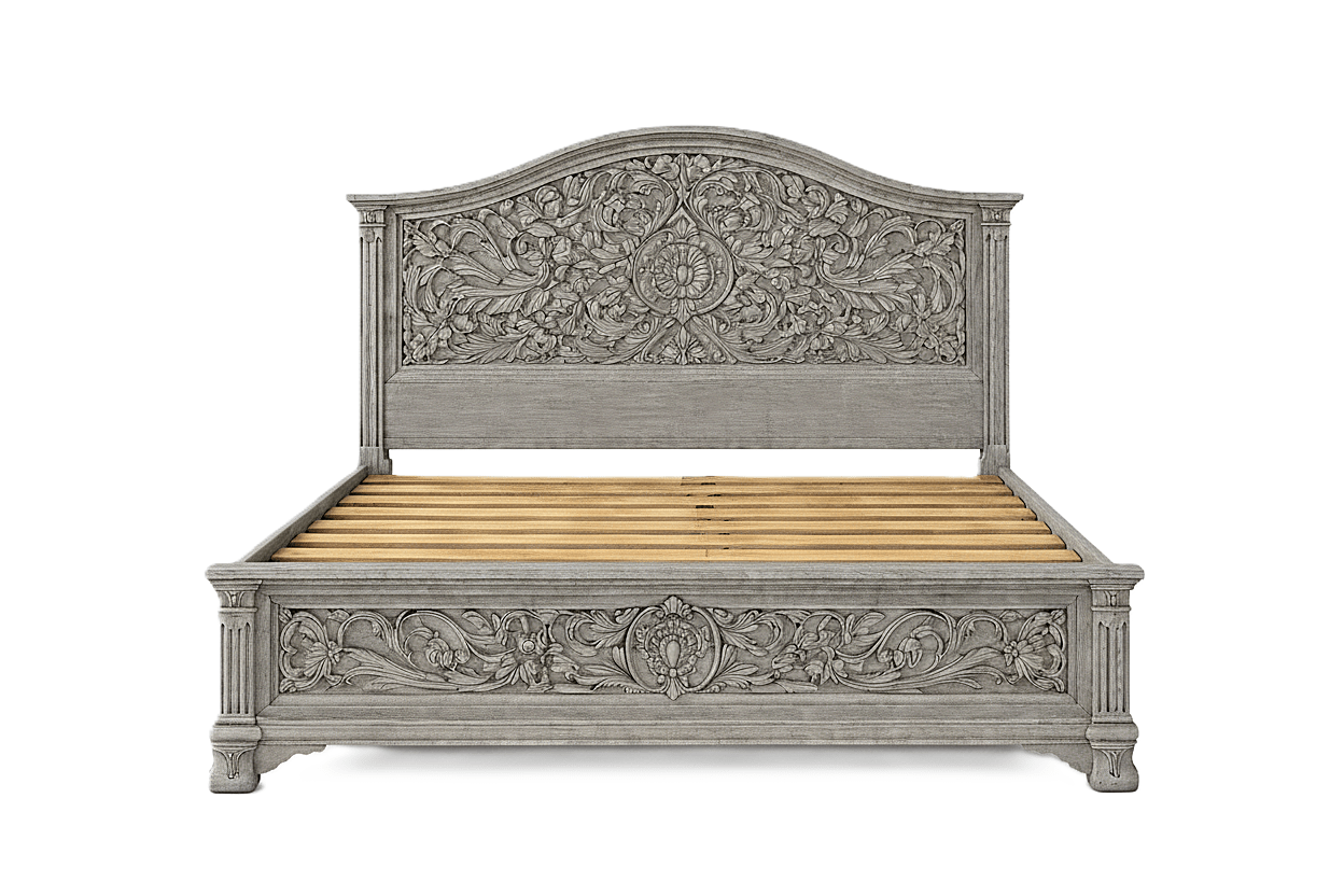 Florentia Royale™ Hand - Carved Solid Wood Platform Bed & Bedroom Collection – handcrafted solid wood furniture