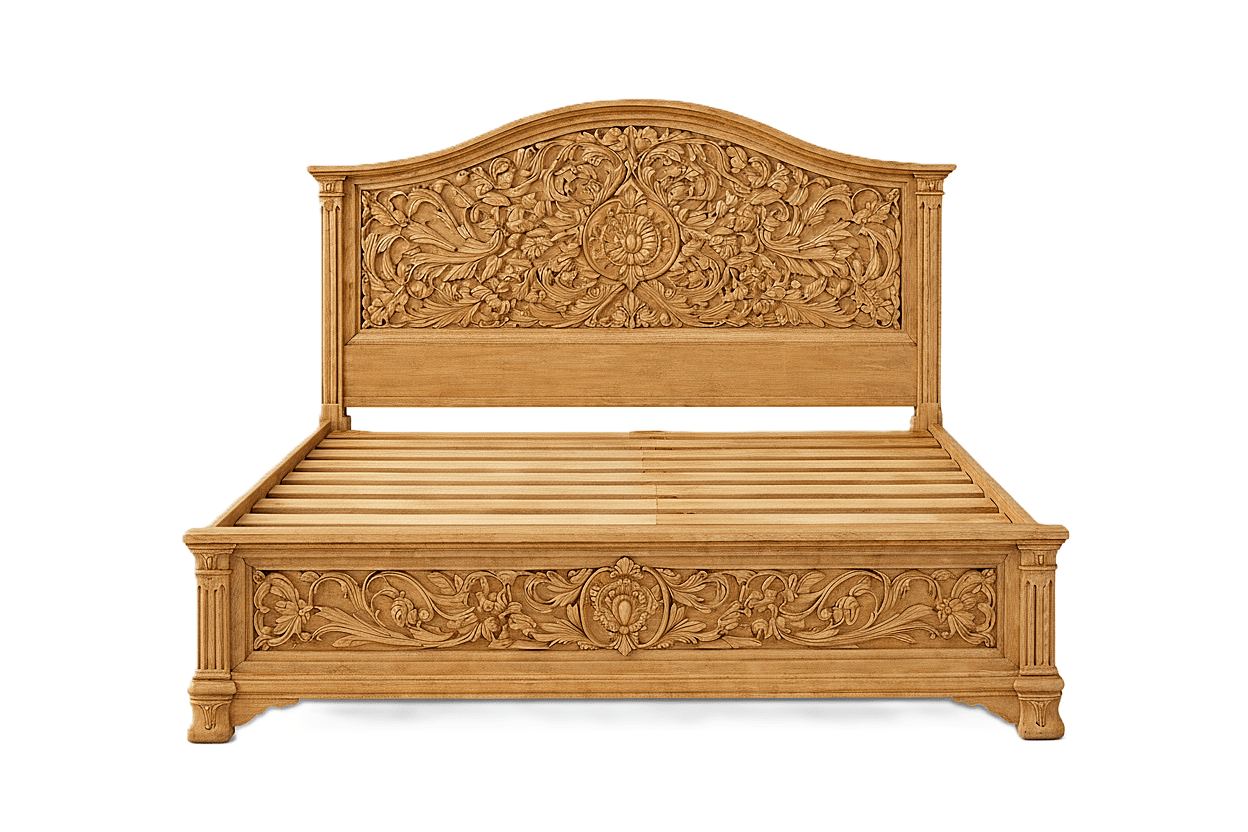 Florentia Royale™ Hand - Carved Solid Wood Platform Bed & Bedroom Collection – handcrafted solid wood furniture