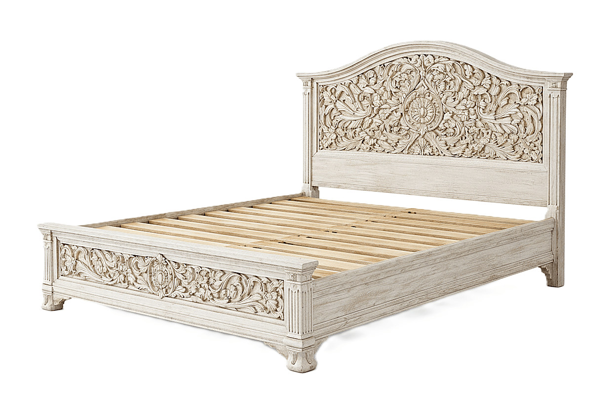 Florentia Royale™ Hand - Carved Solid Wood Platform Bed & Bedroom Collection – handcrafted solid wood furniture