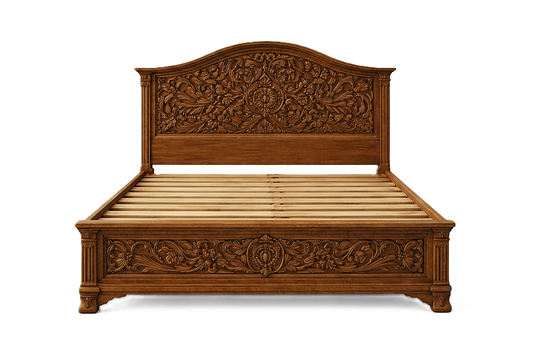 Florentia Royale™ Hand - Carved Solid Wood Platform Bed & Bedroom Collection – handcrafted solid wood furniture