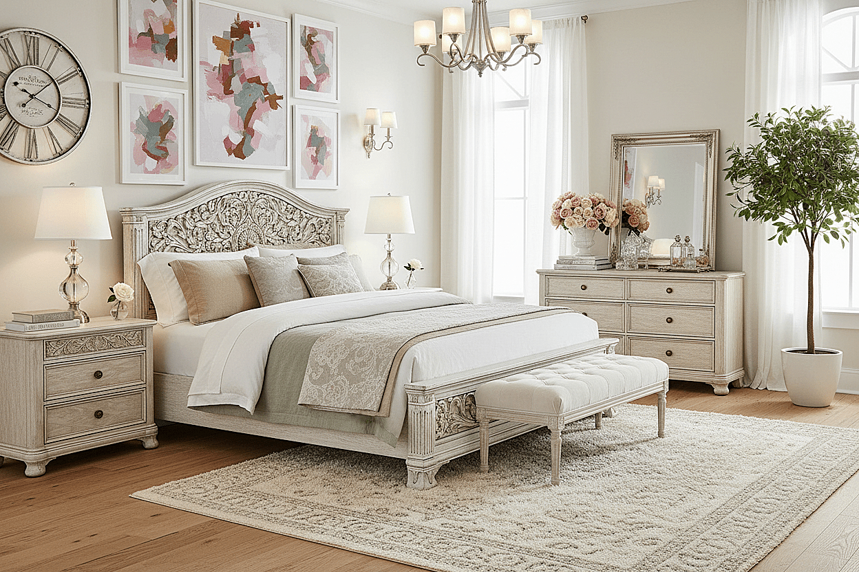 Florentia Royale™ Hand - Carved Solid Wood Platform Bed & Bedroom Collection – handcrafted solid wood furniture