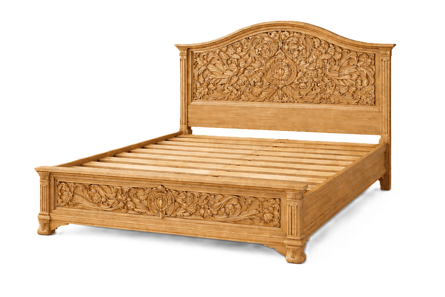 Florentia Royale™ Hand - Carved Solid Wood Platform Bed & Bedroom Collection – handcrafted solid wood furniture