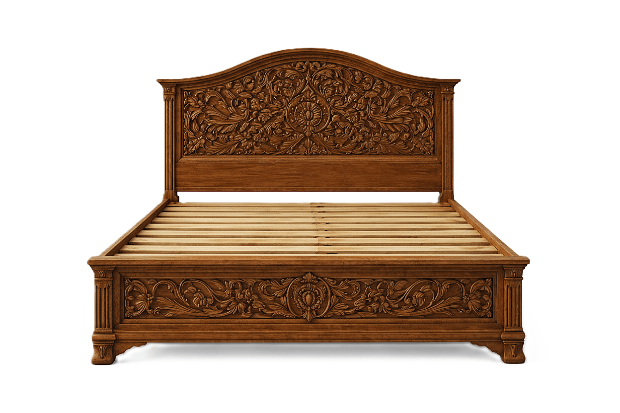Florentia Royale™ Hand - Carved Solid Wood Platform Bed & Bedroom Collection – handcrafted solid wood furniture