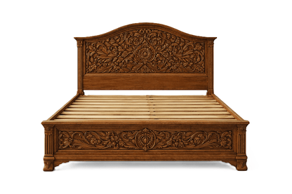 Florentia Royale™ Hand - Carved Solid Wood Platform Bed & Bedroom Collection – handcrafted solid wood furniture
