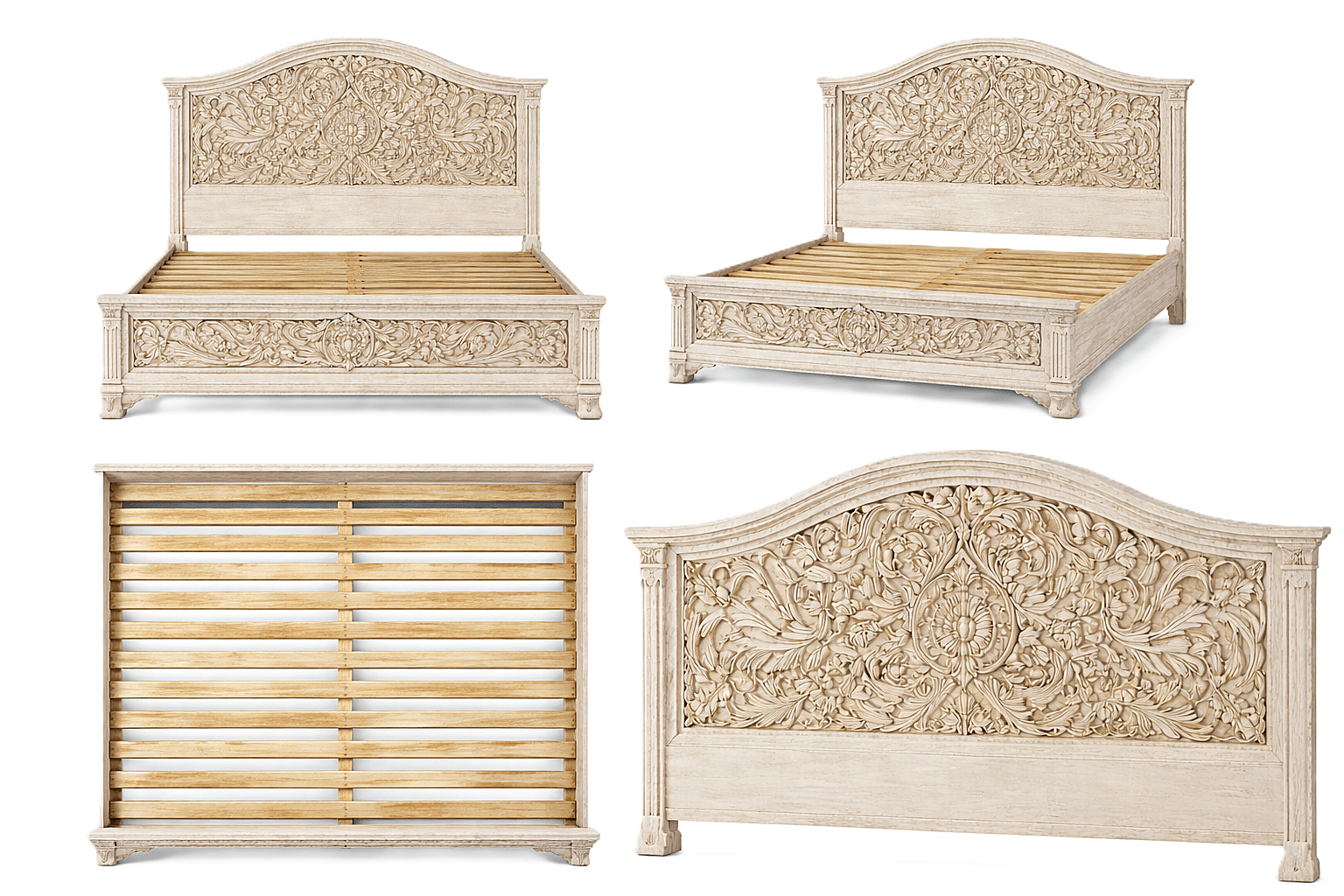 Florentia Royale™ Hand - Carved Solid Wood Platform Bed & Bedroom Collection – handcrafted solid wood furniture