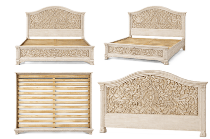 Florentia Royale™ Hand - Carved Solid Wood Platform Bed & Bedroom Collection – handcrafted solid wood furniture
