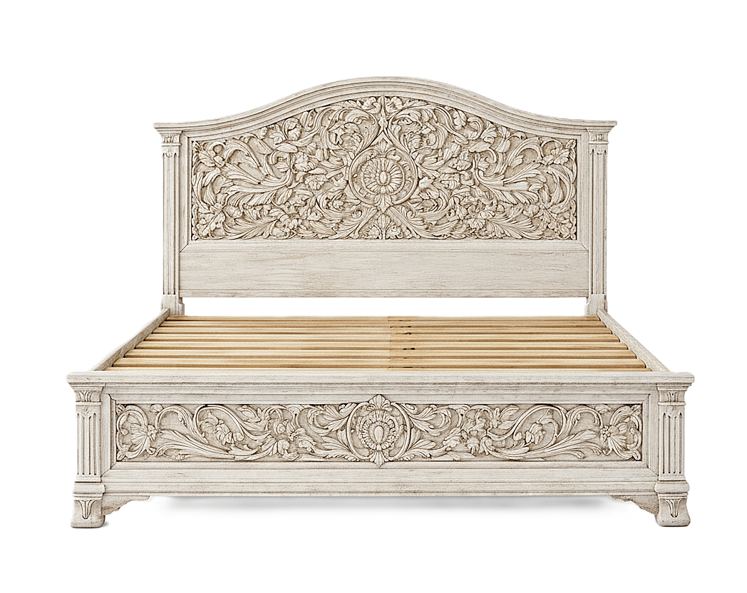 Florentia Royale™ Hand - Carved Solid Wood Platform Bed & Bedroom Collection – handcrafted solid wood furniture