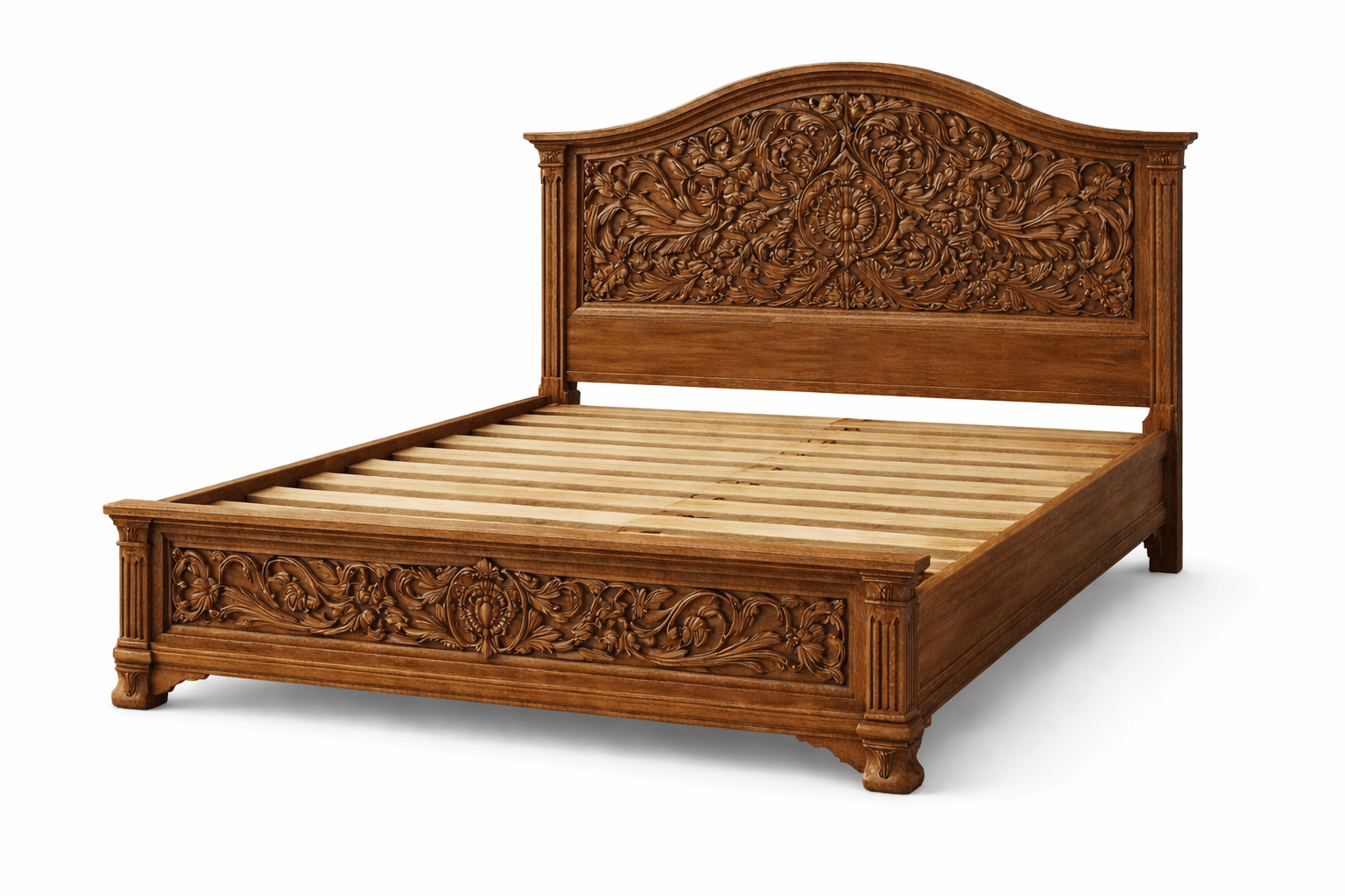Florentia Royale™ Hand - Carved Solid Wood Platform Bed & Bedroom Collection – handcrafted solid wood furniture