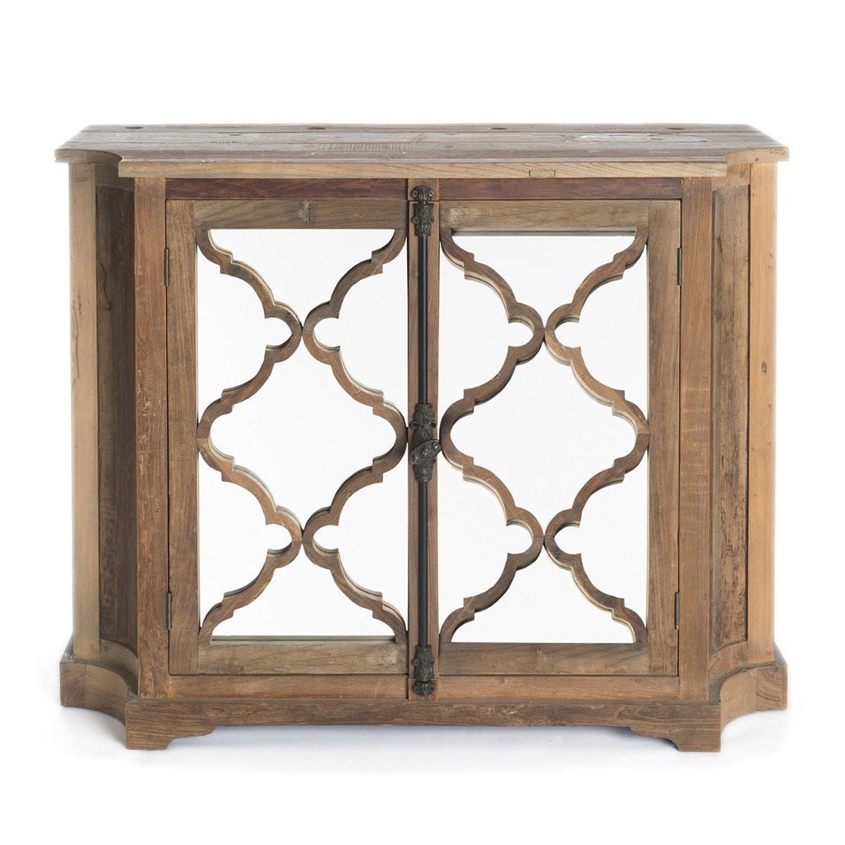 French Arched Mirror Doors Natural Sideboard Table – handcrafted solid wood furniture