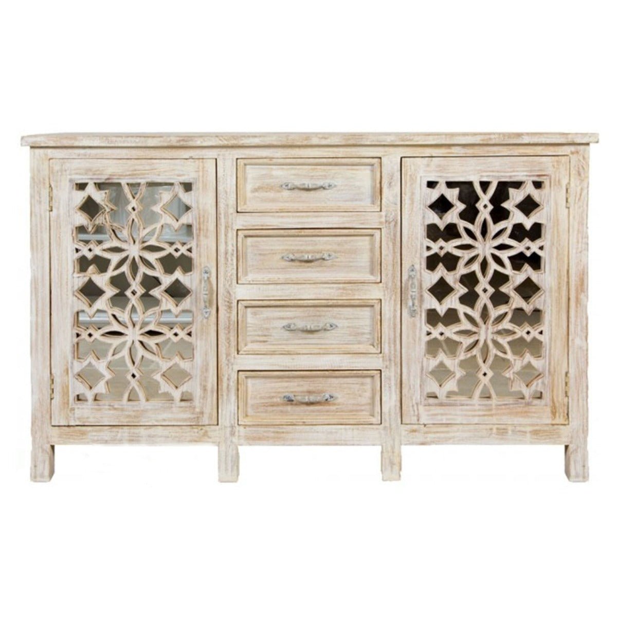 FRENCH ARCHED WITH 4 DRAWERS AND MIRROR DOOR SIDEBOARD