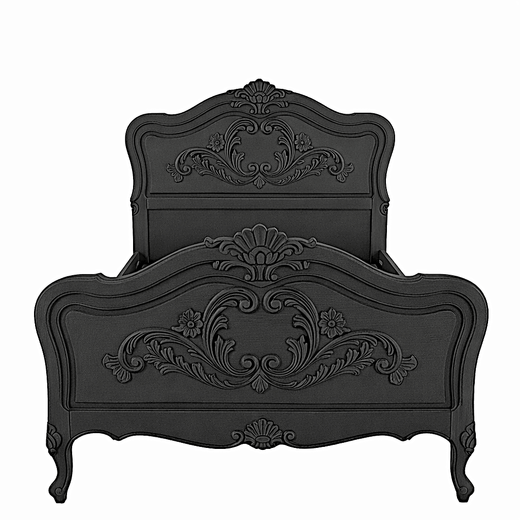 French Country Hand - Carved Solid Wood Platform Bed / Bedroom Collection – handcrafted solid wood furniture