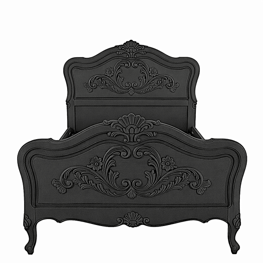 French Country Hand - Carved Solid Wood Platform Bed / Bedroom Collection – handcrafted solid wood furniture
