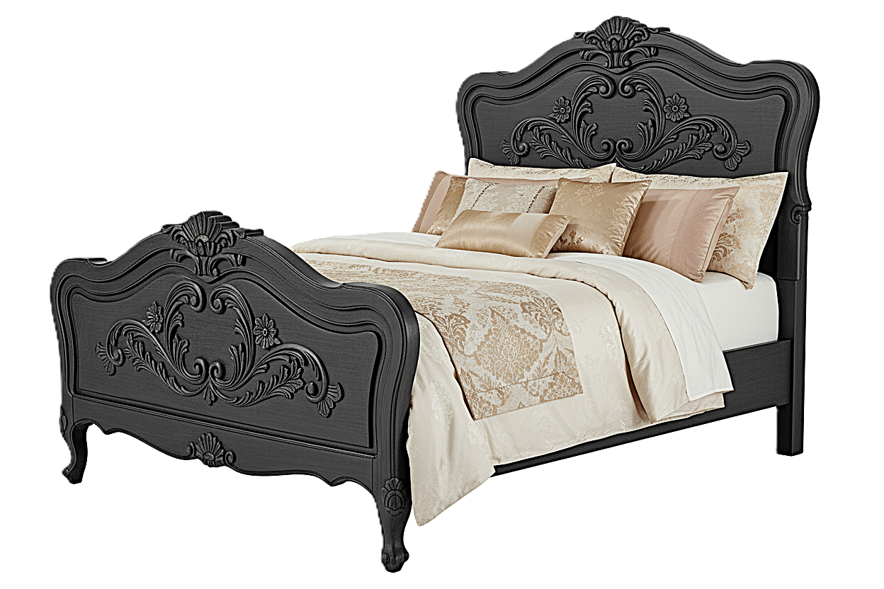French Country Hand - Carved Solid Wood Platform Bed / Bedroom Collection – handcrafted solid wood furniture