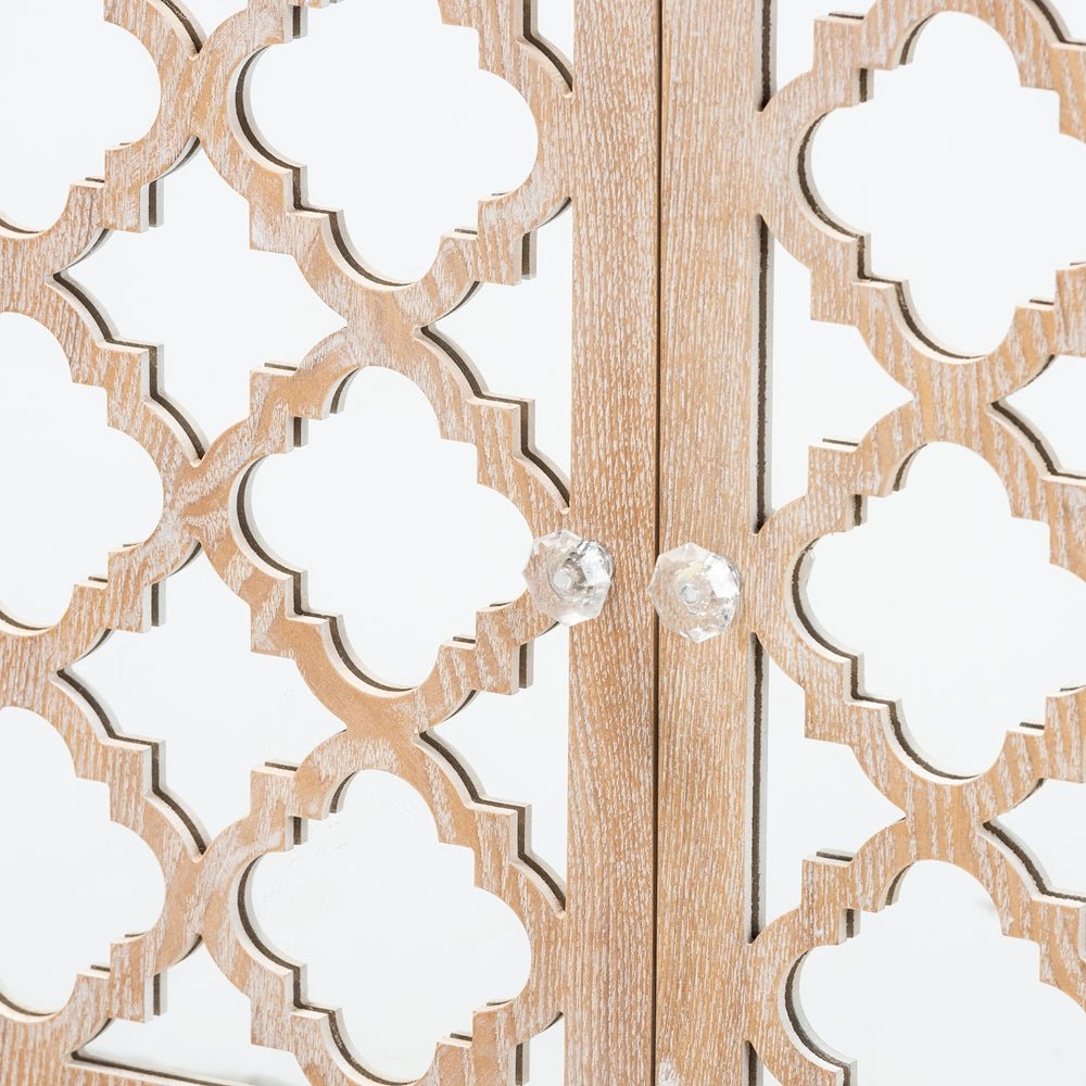 Glam Wooden Rustic Mirrored Storage Cabinet – handcrafted solid wood furniture