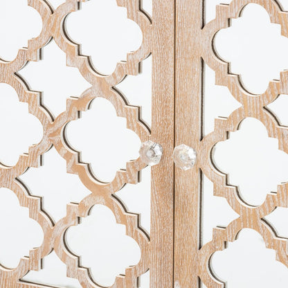 Glam Wooden Rustic Mirrored Storage Cabinet – handcrafted solid wood furniture