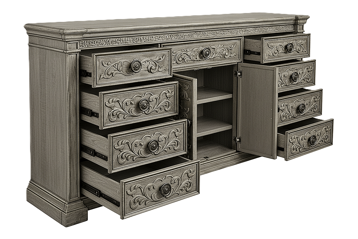 Grand Baroque Medallion™ Hand - Carved Solid Wood Dresser – handcrafted solid wood furniture