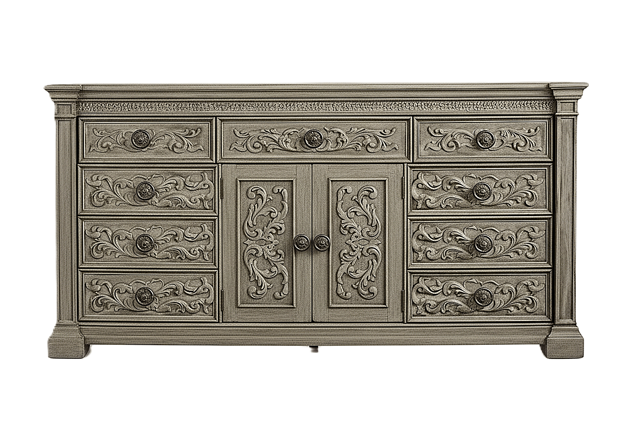 Grand Baroque Medallion™ Hand - Carved Solid Wood Dresser – handcrafted solid wood furniture