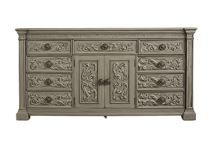 Grand Baroque Medallion™ Hand - Carved Solid Wood Dresser – handcrafted solid wood furniture