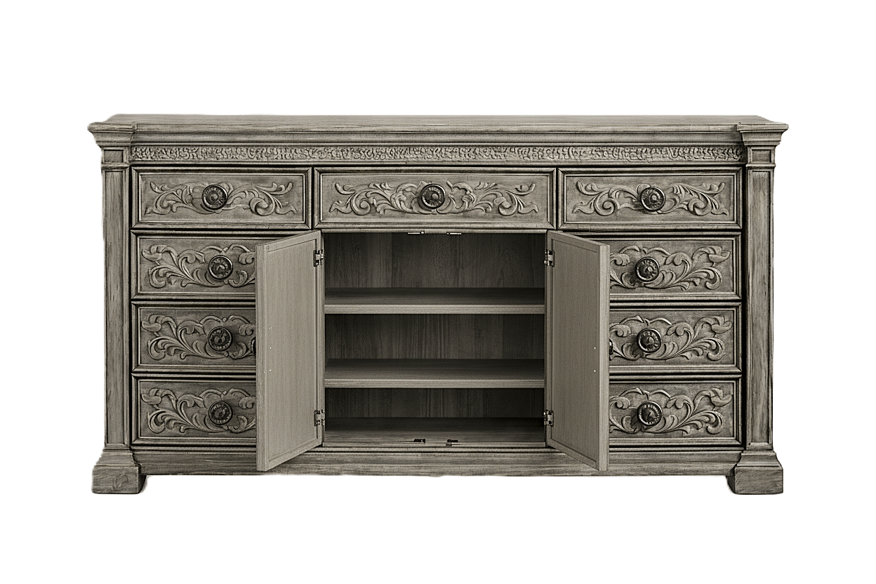 Grand Baroque Medallion™ Hand - Carved Solid Wood Dresser – handcrafted solid wood furniture