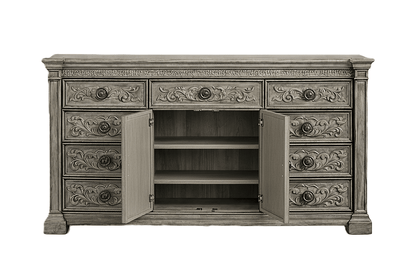 Grand Baroque Medallion™ Hand - Carved Solid Wood Dresser – handcrafted solid wood furniture