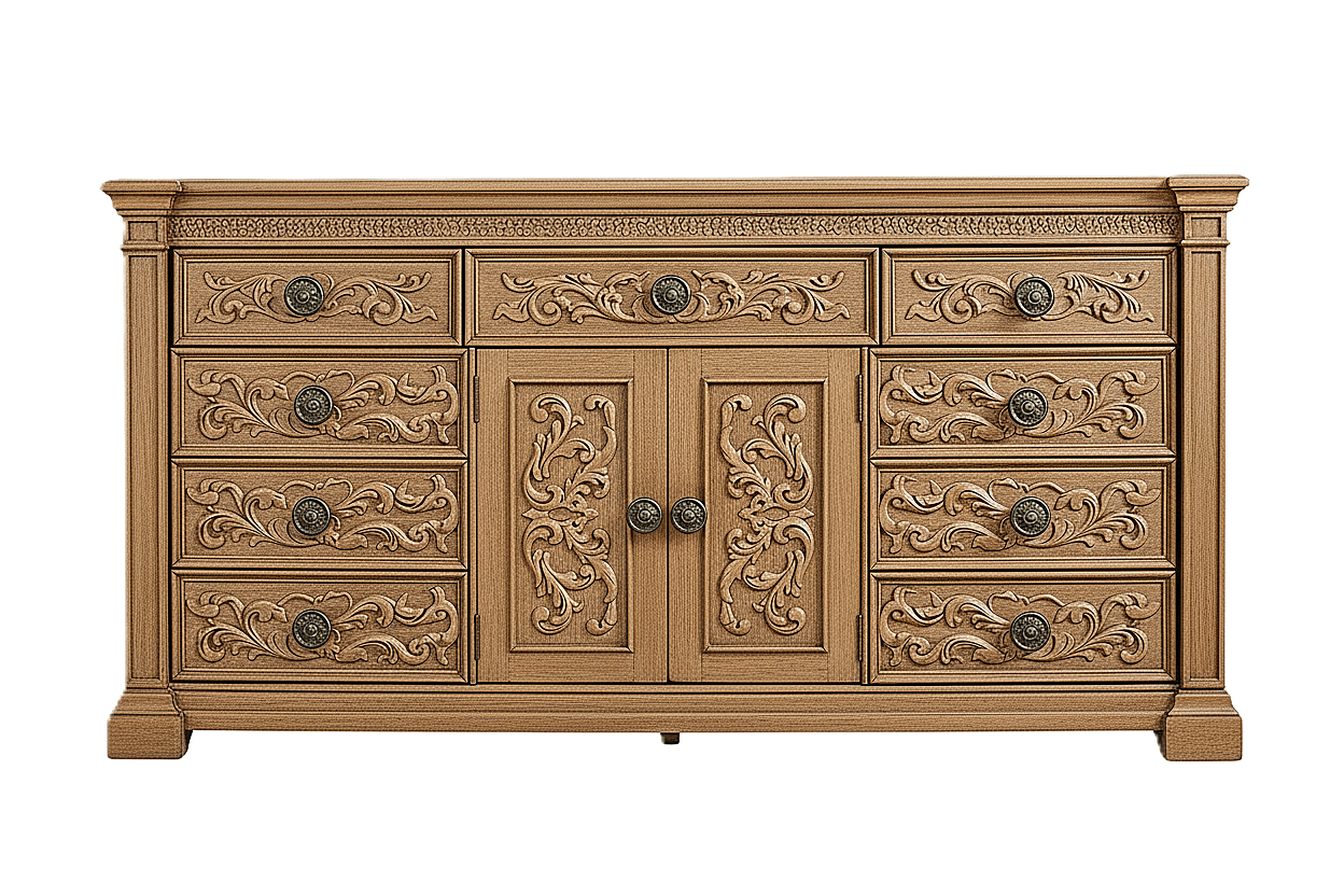 Grand Baroque Medallion™ Hand - Carved Solid Wood Platform Bed & Bedroom Collection – handcrafted solid wood furniture