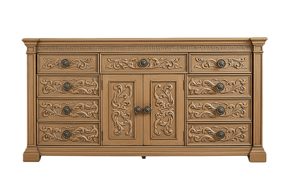 Grand Baroque Medallion™ Hand - Carved Solid Wood Platform Bed & Bedroom Collection – handcrafted solid wood furniture