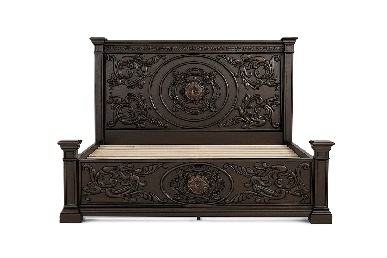 Grand Baroque Medallion™ Hand - Carved Solid Wood Platform Bed & Bedroom Collection – handcrafted solid wood furniture
