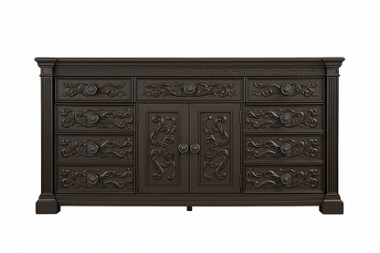 Grand Baroque Medallion™ Hand - Carved Solid Wood Platform Bed & Bedroom Collection – handcrafted solid wood furniture