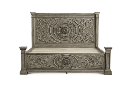 Grand Baroque Medallion™ Hand - Carved Solid Wood Platform Bed & Bedroom Collection – handcrafted solid wood furniture