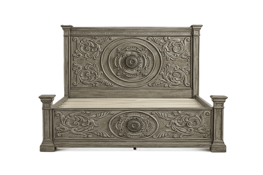 Grand Baroque Medallion™ Hand - Carved Solid Wood Platform Bed & Bedroom Collection – handcrafted solid wood furniture