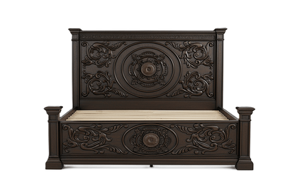 Grand Baroque Medallion™ Hand - Carved Solid Wood Platform Bed & Bedroom Collection – handcrafted solid wood furniture