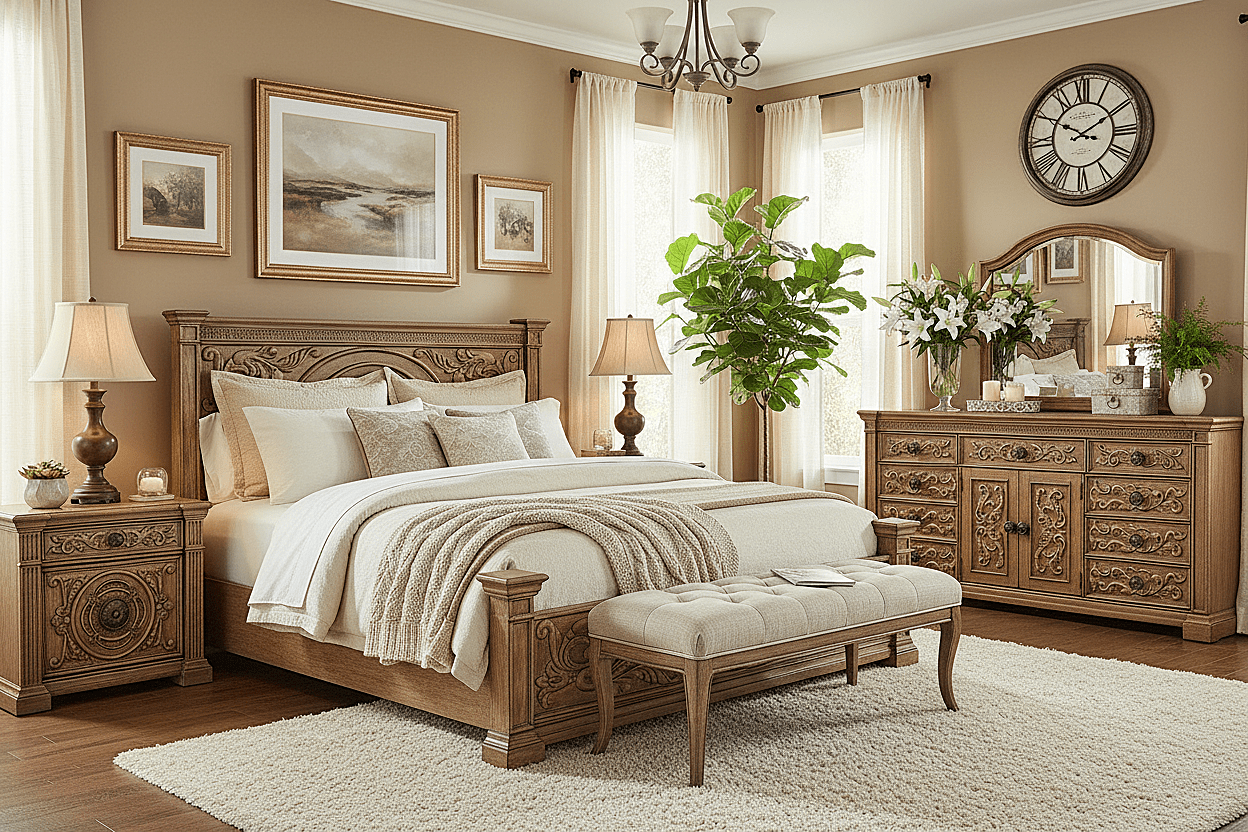 Grand Baroque Medallion™ Hand - Carved Solid Wood Platform Bed & Bedroom Collection – handcrafted solid wood furniture