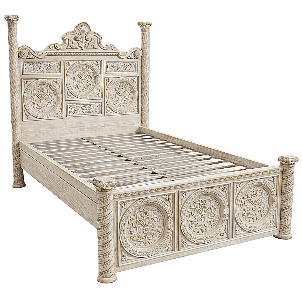 Grand Chateau™ Hand - Carved Solid Wood Platform Bed & Bedroom Collection – handcrafted solid wood furniture