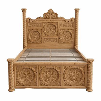 Grand Chateau™ Hand - Carved Solid Wood Platform Bed & Bedroom Collection – handcrafted solid wood furniture