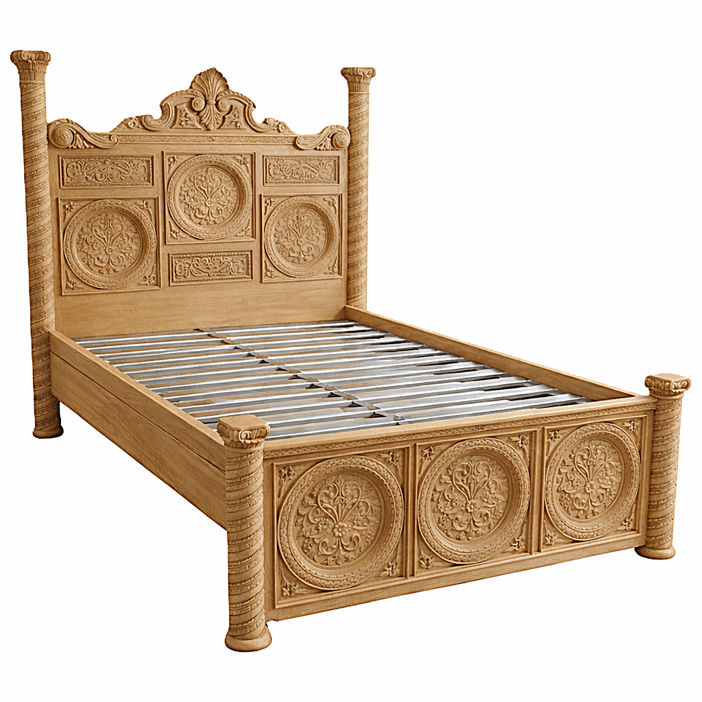 Grand Chateau™ Hand - Carved Solid Wood Platform Bed & Bedroom Collection – handcrafted solid wood furniture