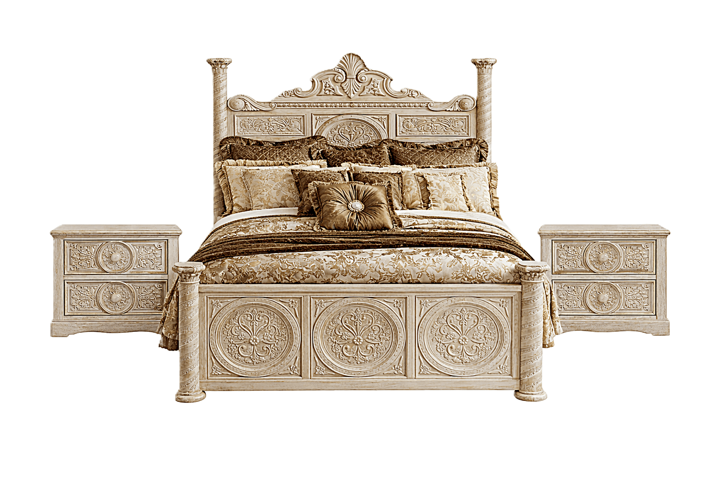 Grand Chateau™ Hand - Carved Solid Wood Platform Bed & Bedroom Collection – handcrafted solid wood furniture