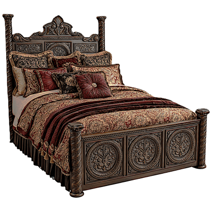 Grand Chateau™ Hand - Carved Solid Wood Platform Bed & Bedroom Collection – handcrafted solid wood furniture