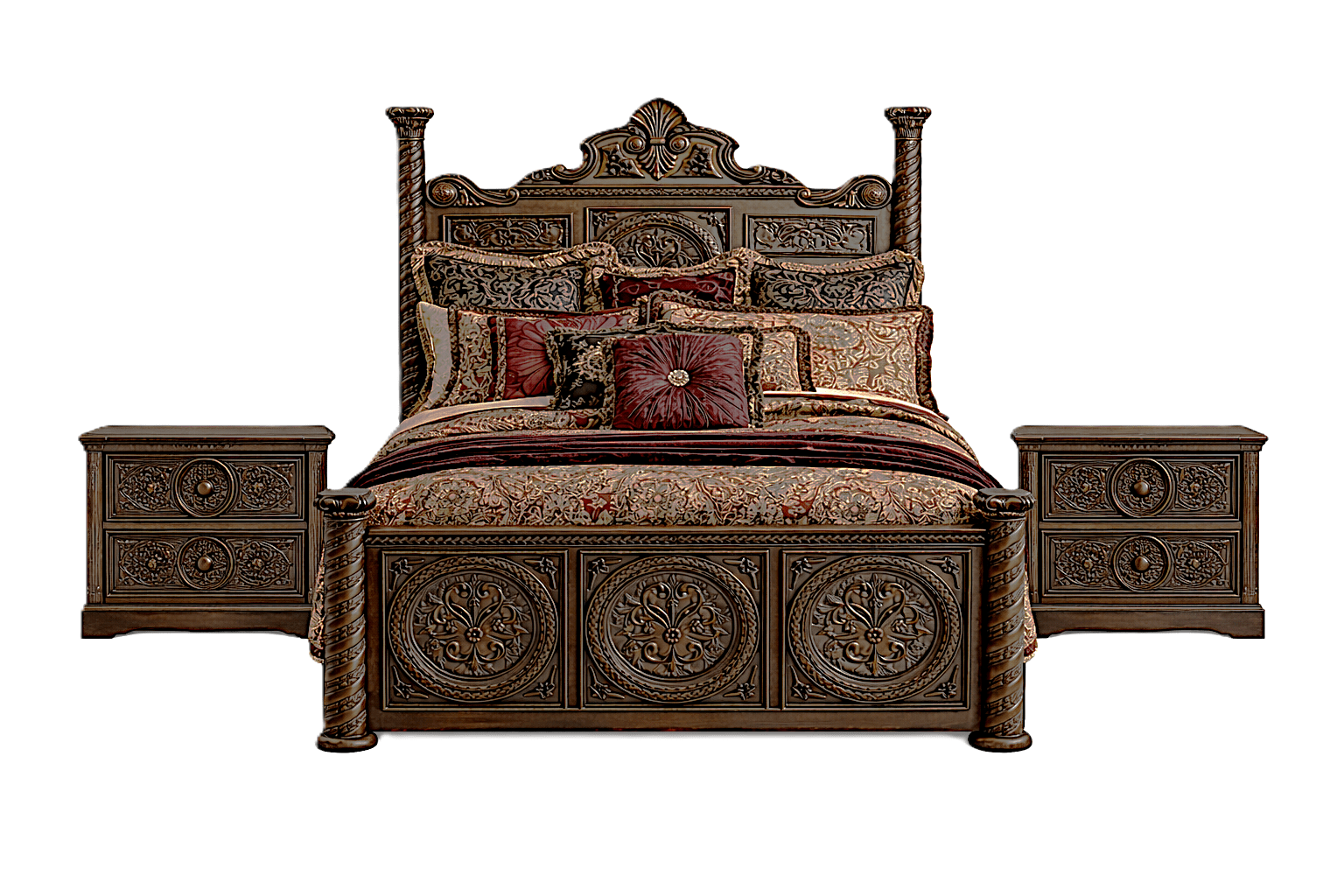 Grand Chateau™ Hand - Carved Solid Wood Platform Bed & Bedroom Collection – handcrafted solid wood furniture