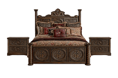 Grand Chateau™ Hand - Carved Solid Wood Platform Bed & Bedroom Collection – handcrafted solid wood furniture