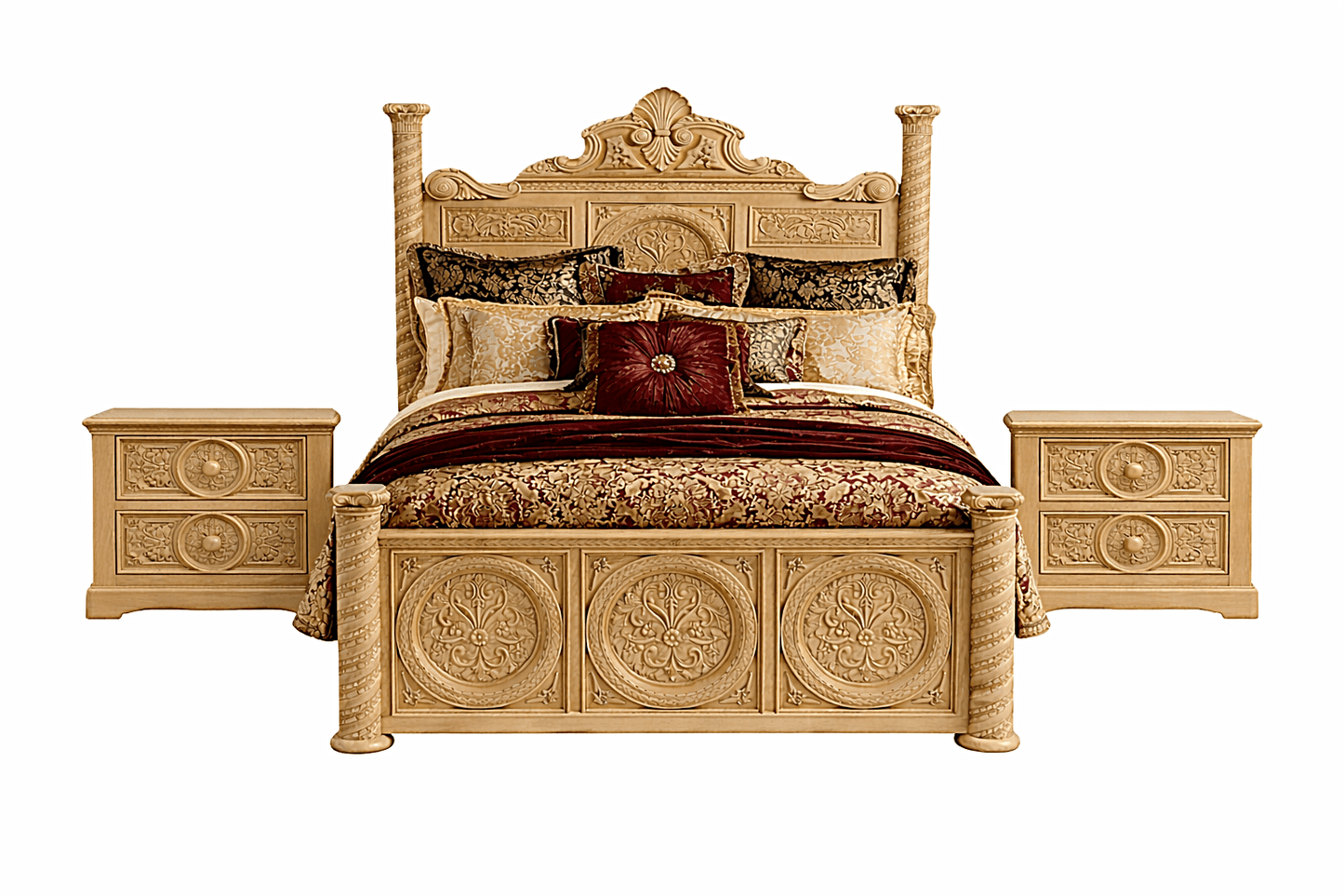 Grand Chateau™ Hand - Carved Solid Wood Platform Bed & Bedroom Collection – handcrafted solid wood furniture