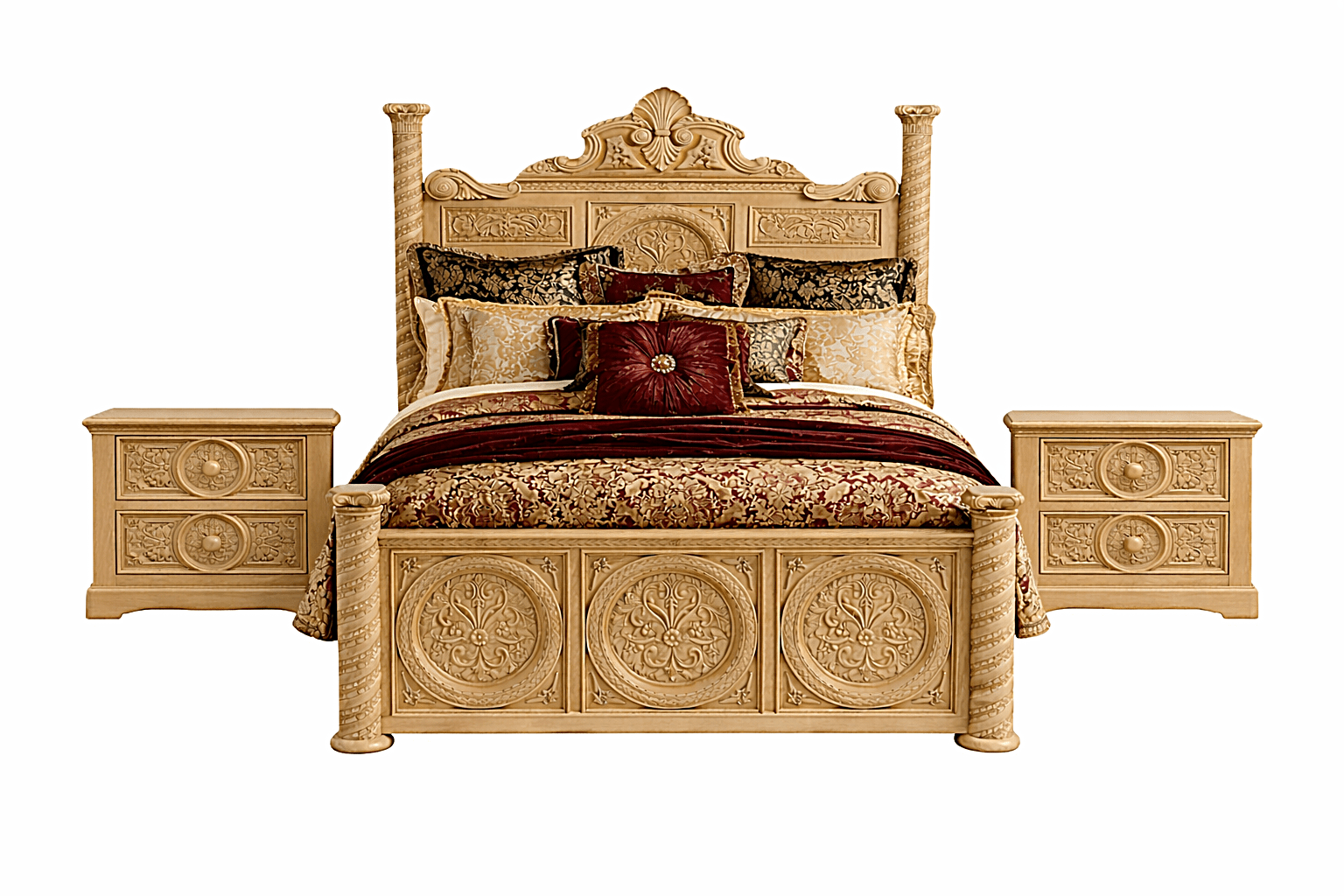 Grand Chateau™ Hand - Carved Solid Wood Platform Bed & Bedroom Collection – handcrafted solid wood furniture