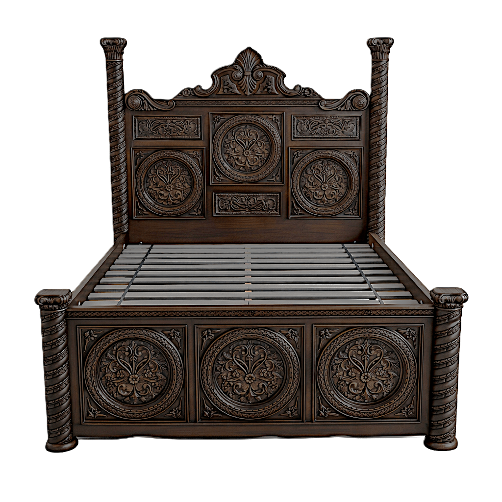 Grand Chateau™ Hand - Carved Solid Wood Platform Bed & Bedroom Collection – handcrafted solid wood furniture