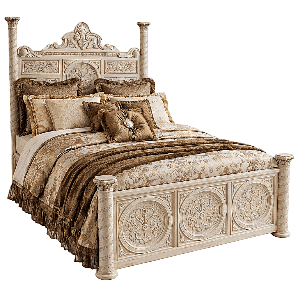 Grand Chateau™ Hand - Carved Solid Wood Platform Bed & Bedroom Collection – handcrafted solid wood furniture