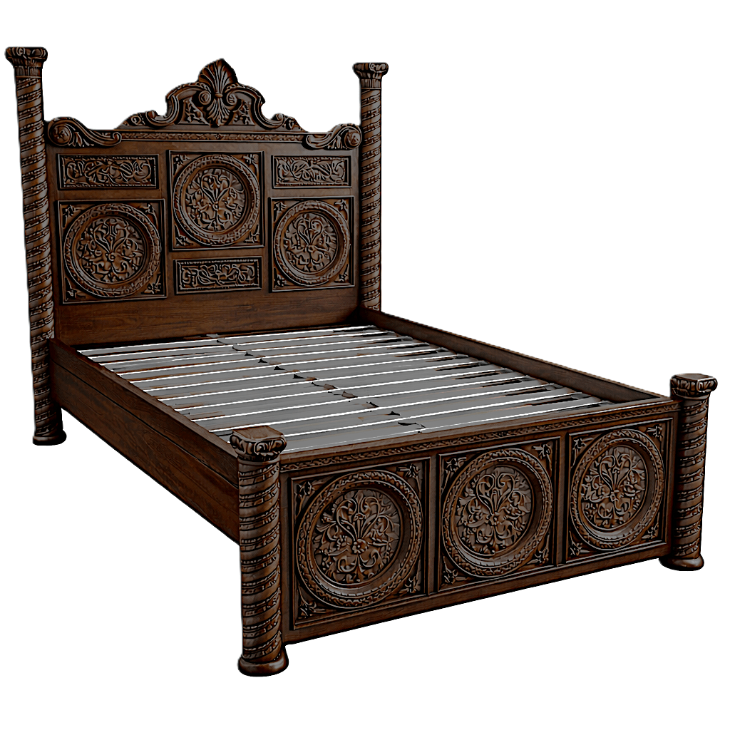 Grand Chateau™ Hand - Carved Solid Wood Platform Bed & Bedroom Collection – handcrafted solid wood furniture